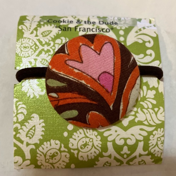 Cooki and the Dude San Francisco Accessories - Cookie and the Dude Vintage Fabric Covered Button Hair Tie Ponytail Holder